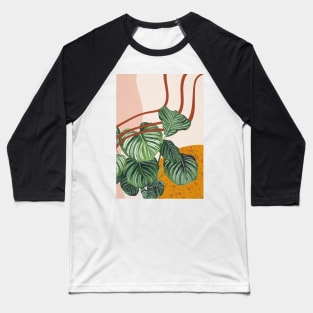Abstract, mid century modern calathea orbifolia plant illustration Baseball T-Shirt